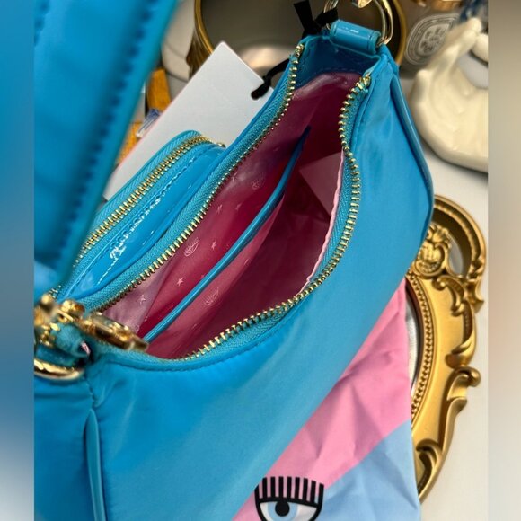 🆕 CHIARA FERRAGNI 🧿 NWT Vicky Eyelike Tote Bag - Borsa a Mano - Blue - Picture 11 of 16